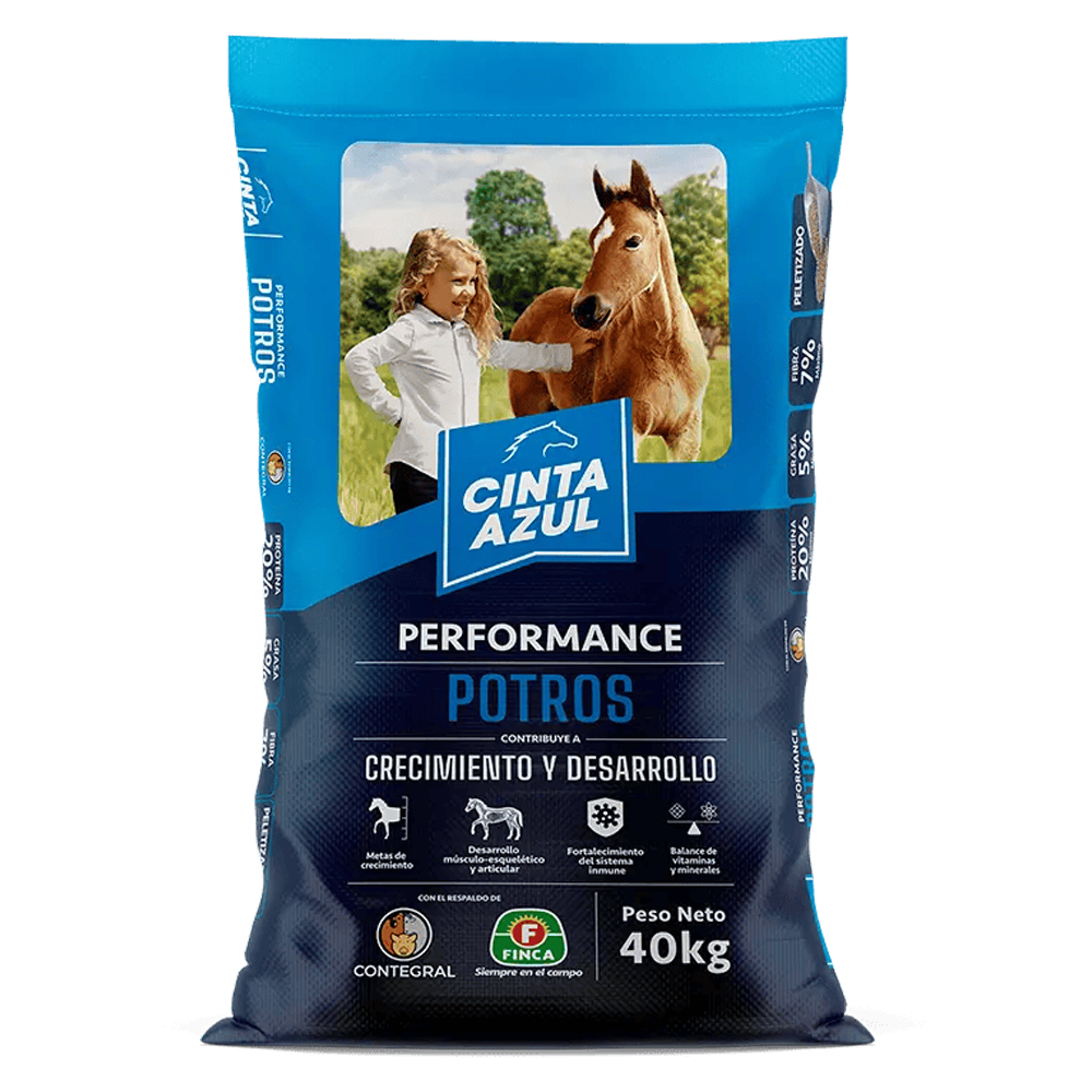 Bulto de Cinta Azul Performance Potros, distribuido por Nutricampo en Nariño, Cauca y Valle del Cauca