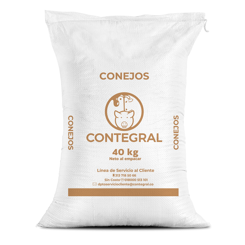 Bulto de Concentrado Contegral para Conejos, distribuido por Nutricampo en Nariño, Cauca y Valle del Cauca