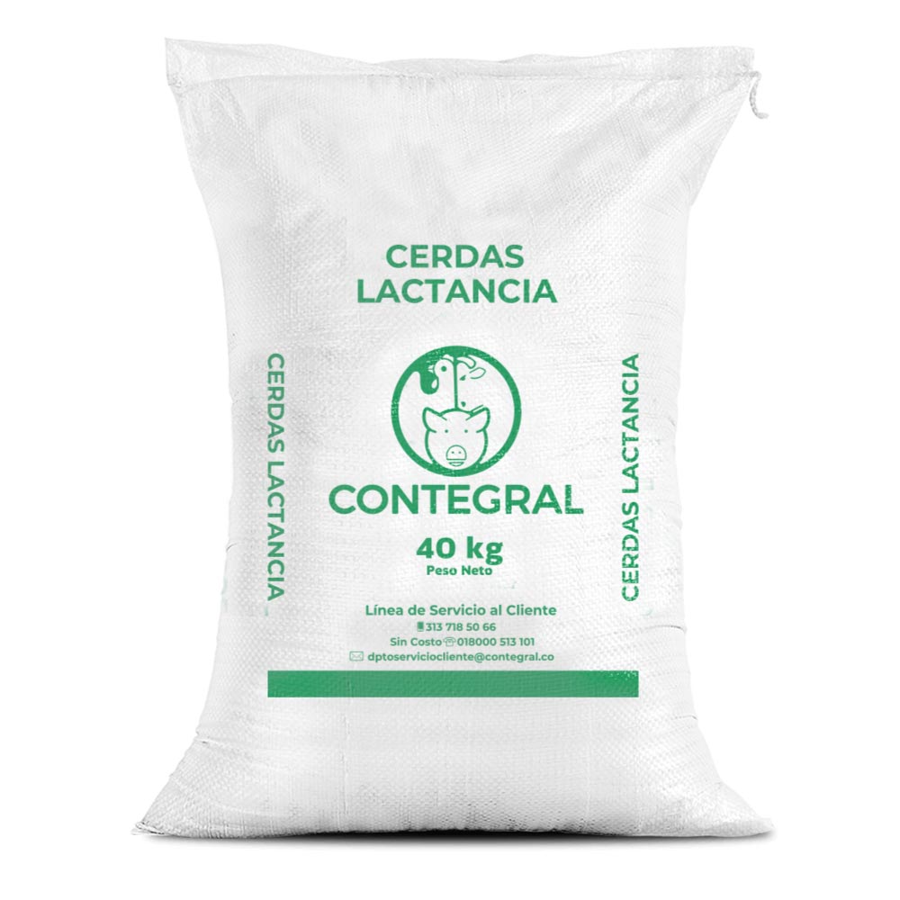 Bulto de Contegral Cerdas Lactancia, distribuido por Nutricampo en Nariño, Cauca y Valle del Cauca