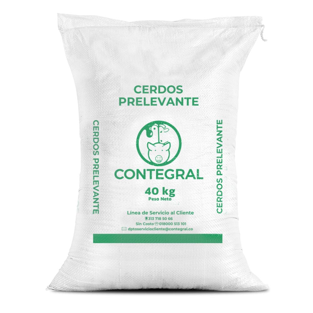 Bulto de Contegral Cerdos Prelevante, distribuido por Nutricampo en Nariño, Cauca y Valle del Cauca