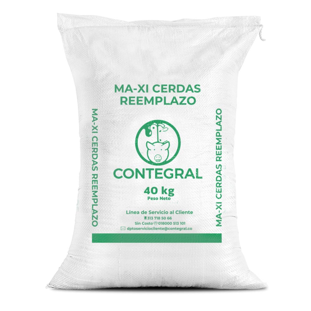 Bulto de Contegral Ma-Xi Cerdas Reemplazo, distribuido por Nutricampo en Nariño, Cauca y Valle del Cauca