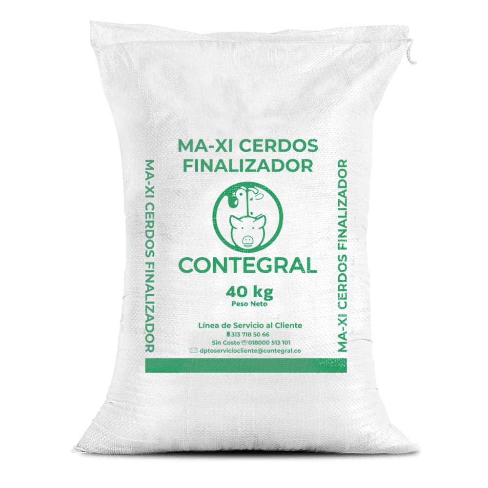 Bulto de Contegral Ma-Xi Cerdos Finalizador, distribuido por Nutricampo en Nariño, Cauca y Valle del Cauca