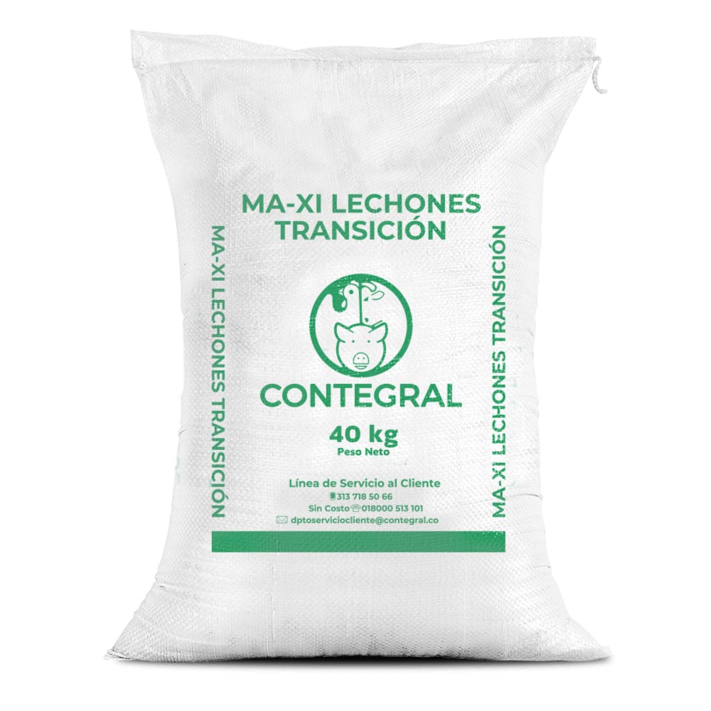 Bulto de Contegral Ma-Xi Lechones Transición, distribuido por Nutricampo en Nariño, Cauca y Valle del Cauca