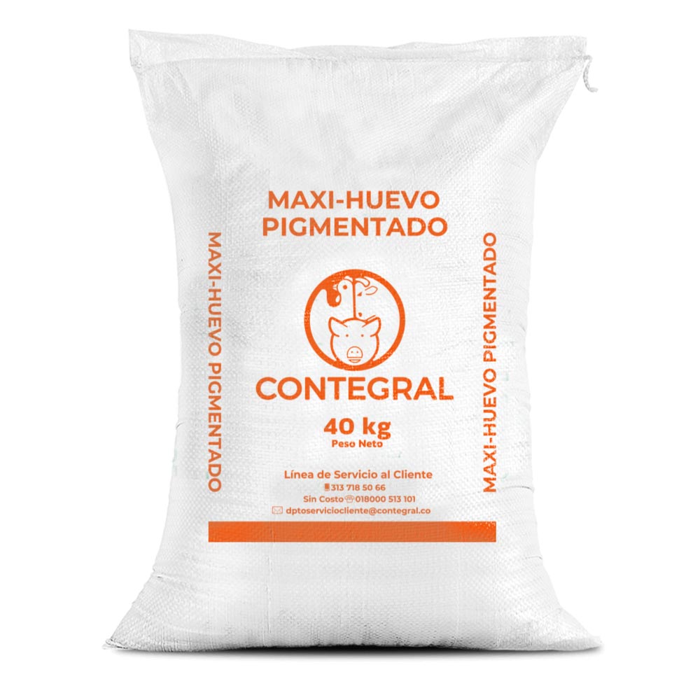 Bulto de Contegral Maxi Huevo Pigmentado, alimento para aves, distribuido por Nutricampo en Nariño, Cauca y Valle del Cauca