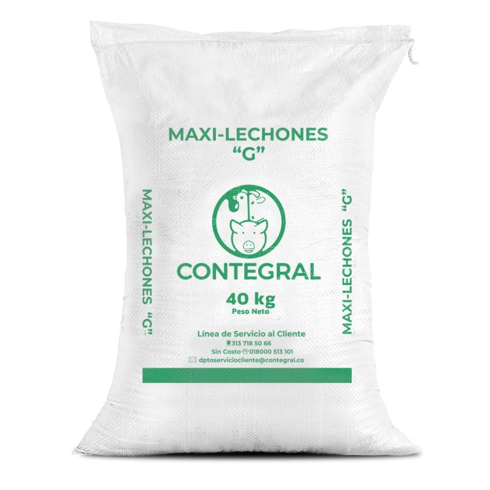 Bulto de Contegral Maxi Lechones G, distribuido por Nutricampo en Nariño, Cauca y Valle del Cauca
