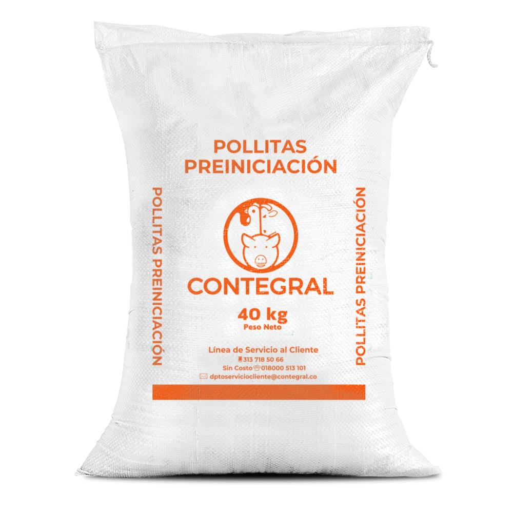 Bulto de Contegral Pollitas Preiniciación, alimento para aves, distribuido por Nutricampo en Nariño, Cauca y Valle del Cauca