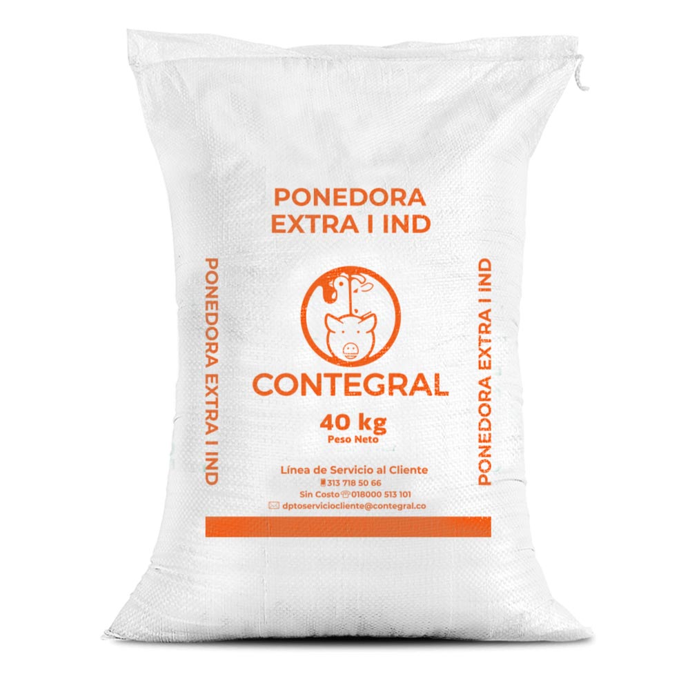 Bulto de Contegral Ponedora Extra I IND, alimento para aves, distribuido por Nutricampo en Nariño, Cauca y Valle del Cauca