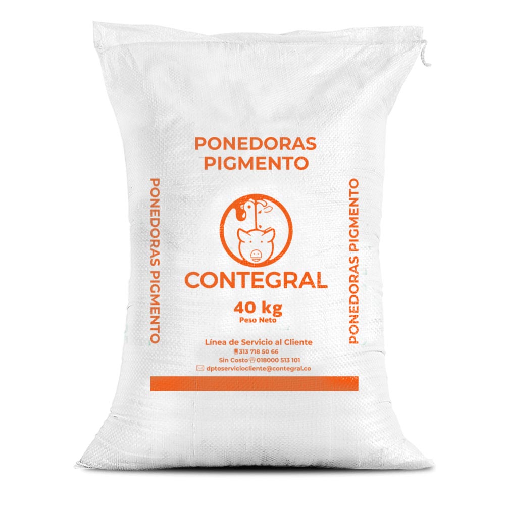 Bulto de Contegral Ponedoras Pigmento, alimento para aves, distribuido por Nutricampo en Nariño, Cauca y Valle del Cauca