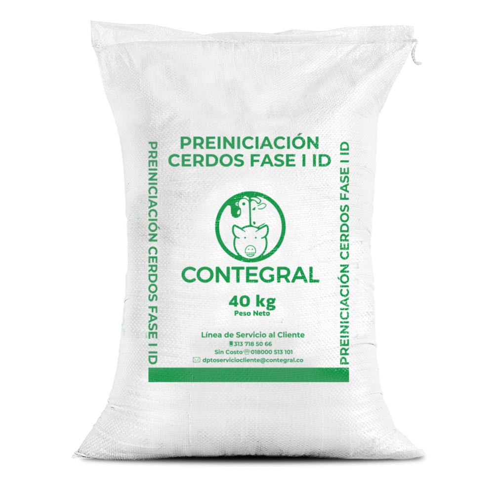 Bulto de Contegral Preiniciación Cerdos Fase 1 ID, distribuido por Nutricampo en Nariño, Cauca y Valle del Cauca