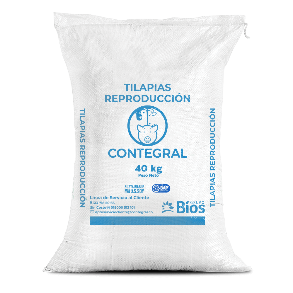Bulto de Contegral Tilapias Reproducción, distribuido por Nutricampo en Nariño, Cauca y Valle del Cauca