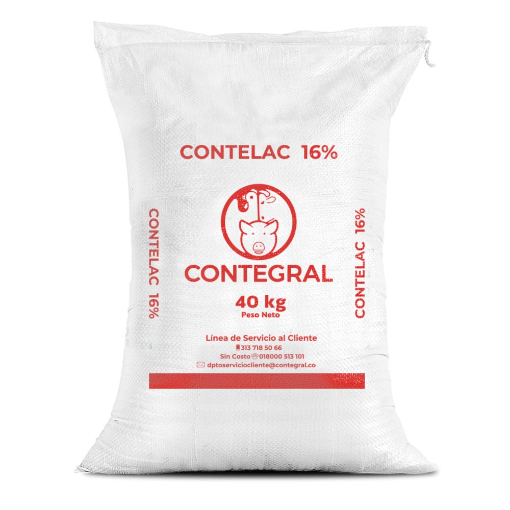 Bulto de Contelac 16% Contegral de 40 kg, concentrado para vacas lecheras, distribuido por Nutricampo en Nariño, Cauca y Valle del Cauca