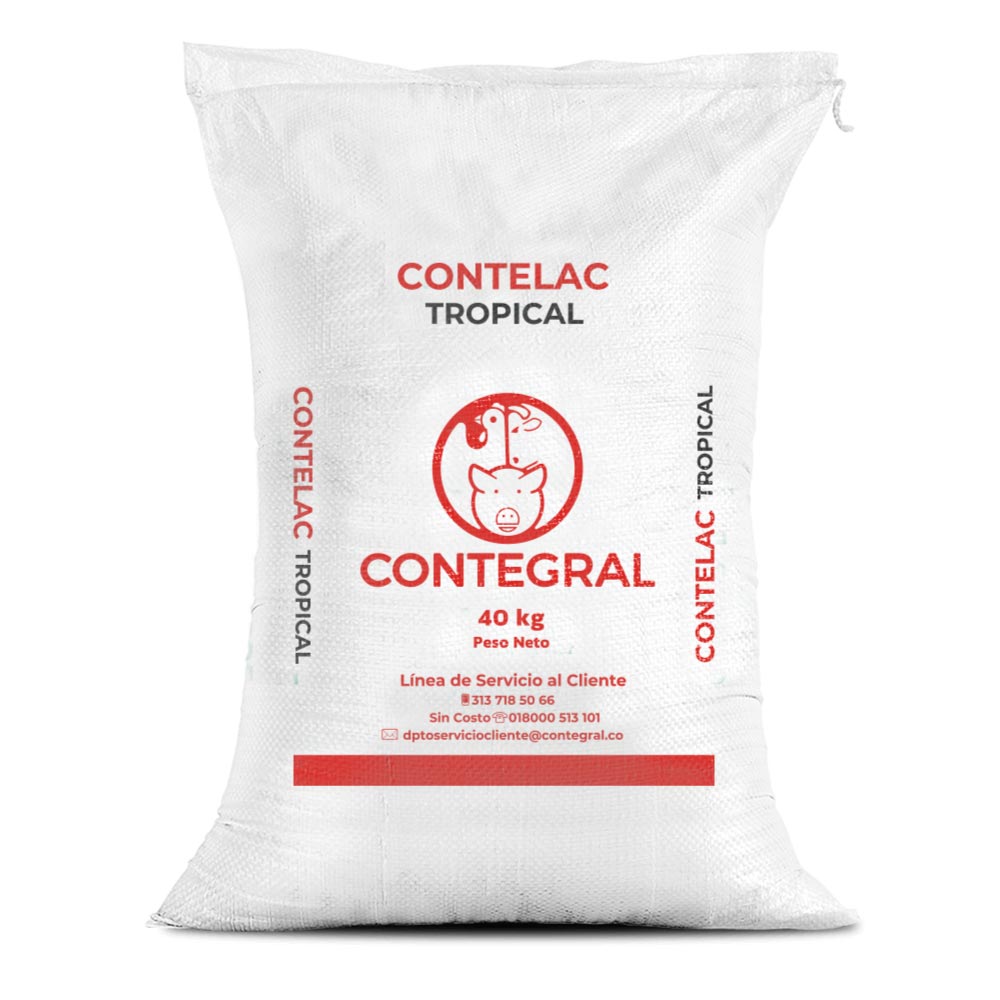 Bulto de Contelac Tropical Contegral de 40 kg, concentrado para ganado de trópico bajo, distribuido por Nutricampo en Nariño, Cauca y Valle del Cauca