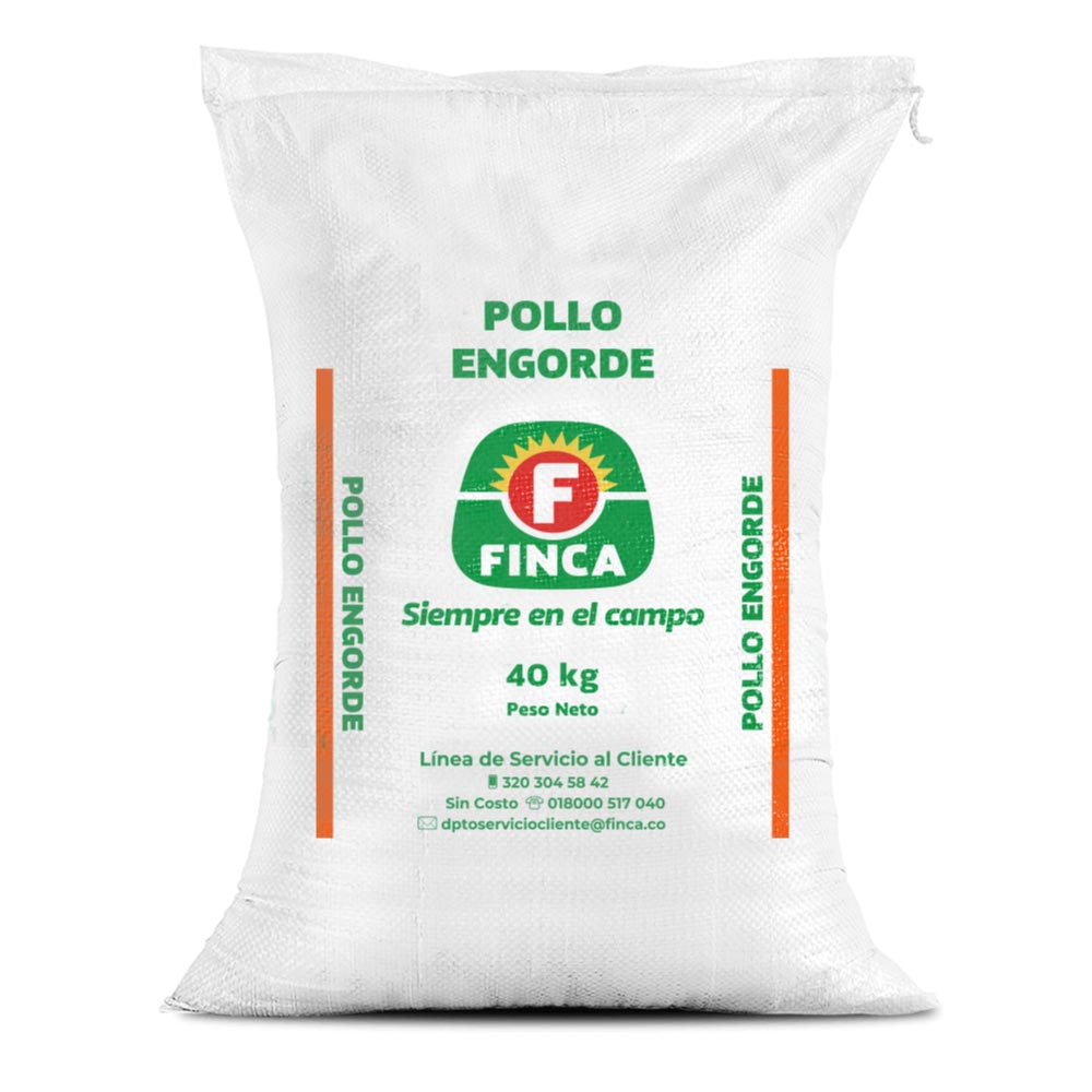 Bulto de Finca Pollo Engorde de 40 kg, concentrado de engorde línea estándar, distribuido por Nutricampo en Nariño, Cauca y Valle del Cauca