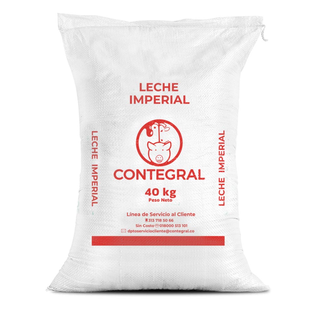 Bulto de Leche Imperial Contegral de 40 kg, concentrado para vacas de muy alta producción, distribuido por Nutricampo en Nariño, Cauca y Valle del Cauca