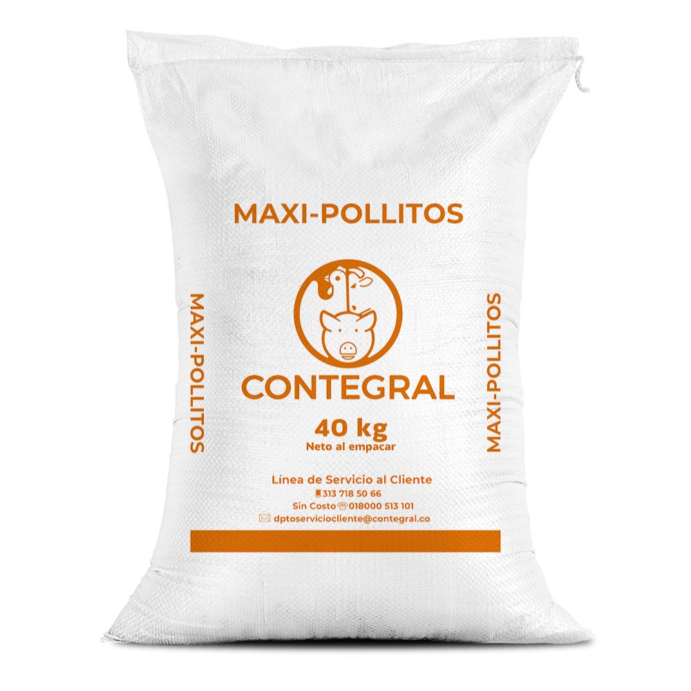 Bulto de Maxi Pollitos, distribuido por Nutricampo en Nariño, Cauca y Valle del Cauca