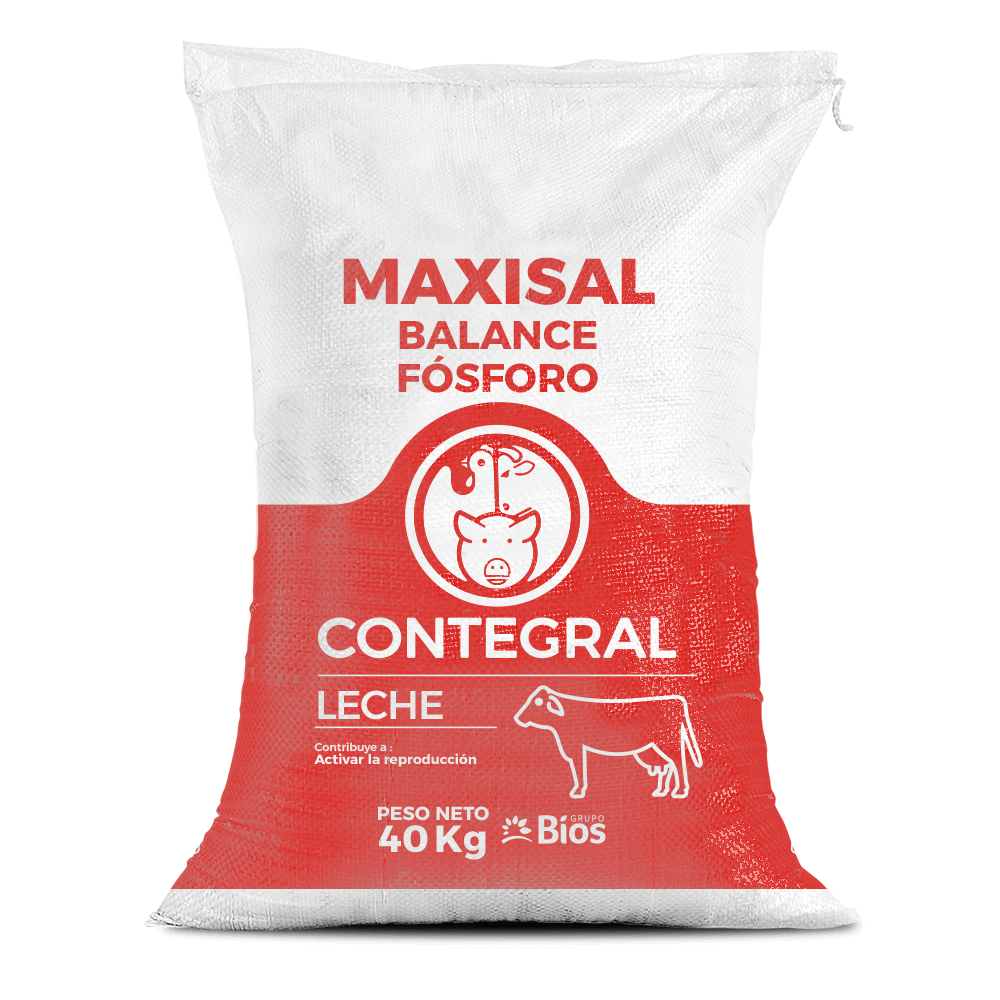 Bulto de Maxisal Balance Fósforo Leche Contegral de 40 kg, distribuido por Nutricampo en Nariño, Cauca y Valle del Cauca
