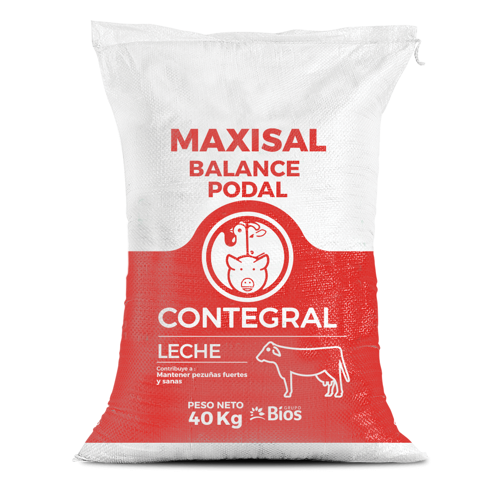 Bulto de Maxisal Balance Podal Leche Contegral de 40 kg, distribuido por Nutricampo en Nariño, Cauca y Valle del Cauca