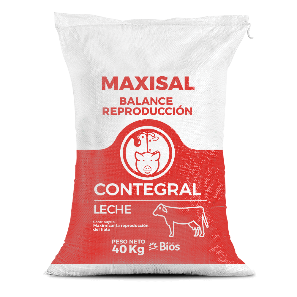 Bulto de Maxisal Balance Reproducción Leche Contegral de 40 kg, distribuido por Nutricampo en Nariño, Cauca y Valle del Cauca