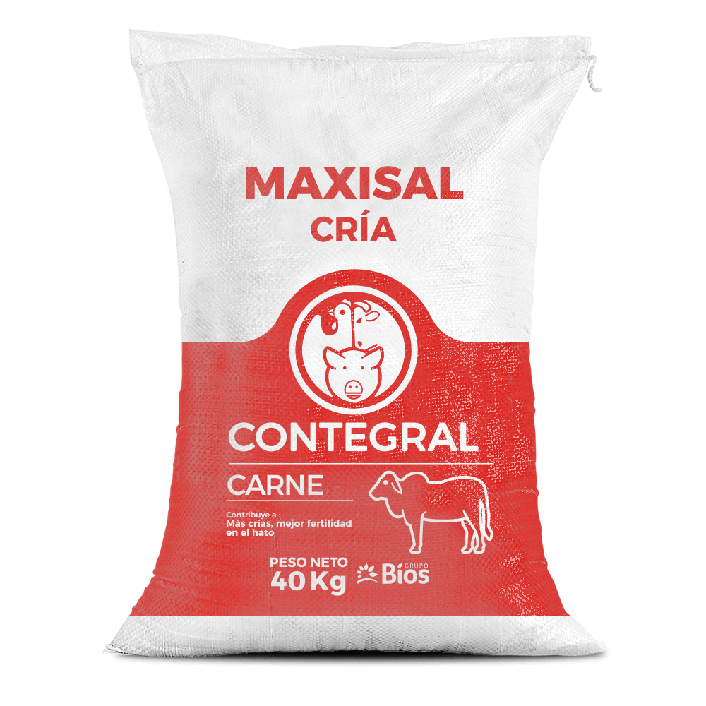 Bulto de Maxisal Cría Carne Contegral de 40 kg, distribuido por Nutricampo en Nariño, Cauca y Valle del Cauca