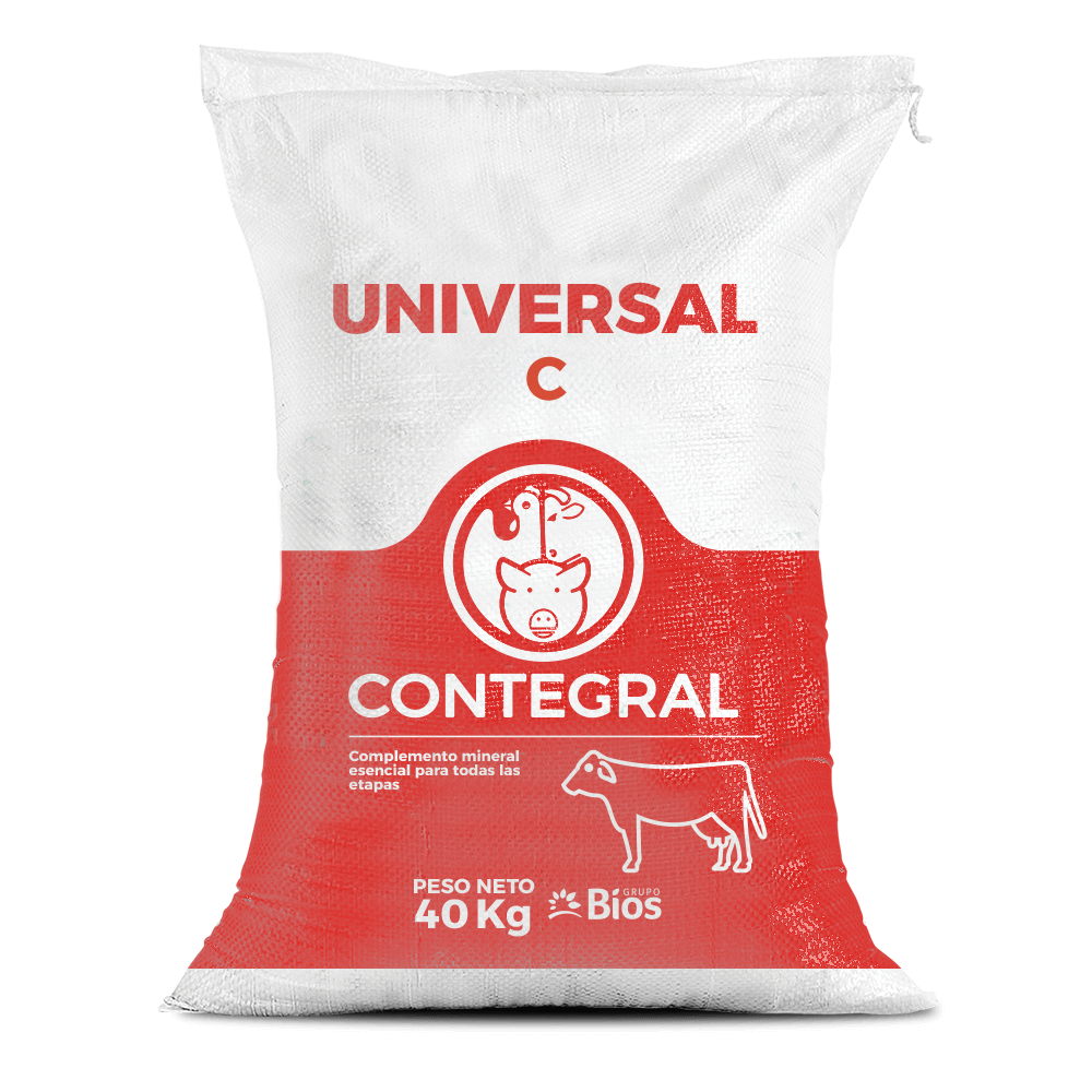 Bulto de Universal C Contegral de 40 kg, sal mineralizada para bovinos, distribuido por Nutricampo en Nariño, Cauca y Valle del Cauca
