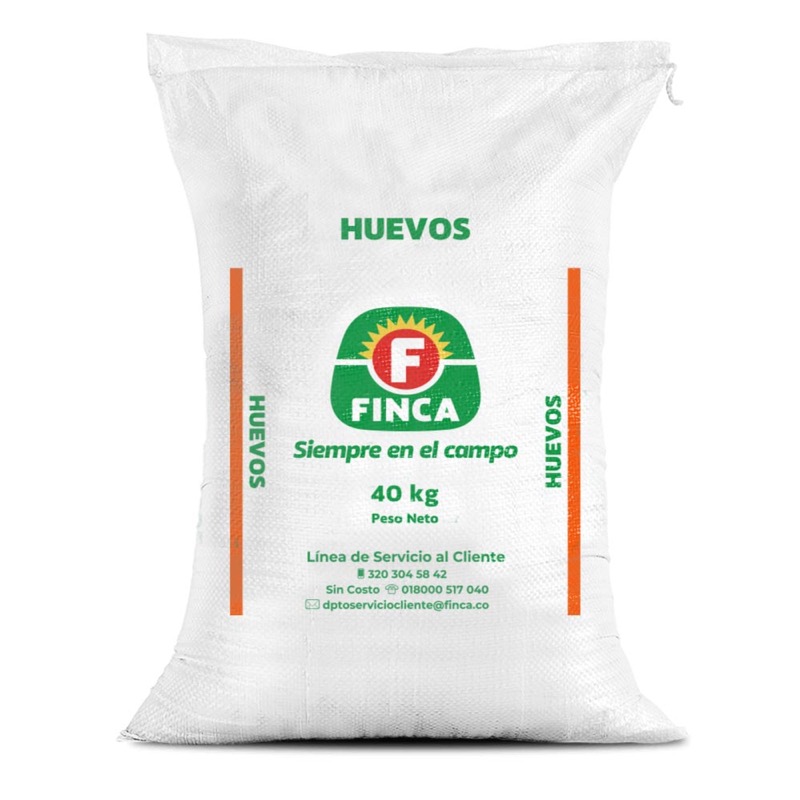 Bulto de Finca Huevos, concentrado para gallinas ponedoras, distribuido por Nutricampo en Nariño, Cauca y Valle del Cauca